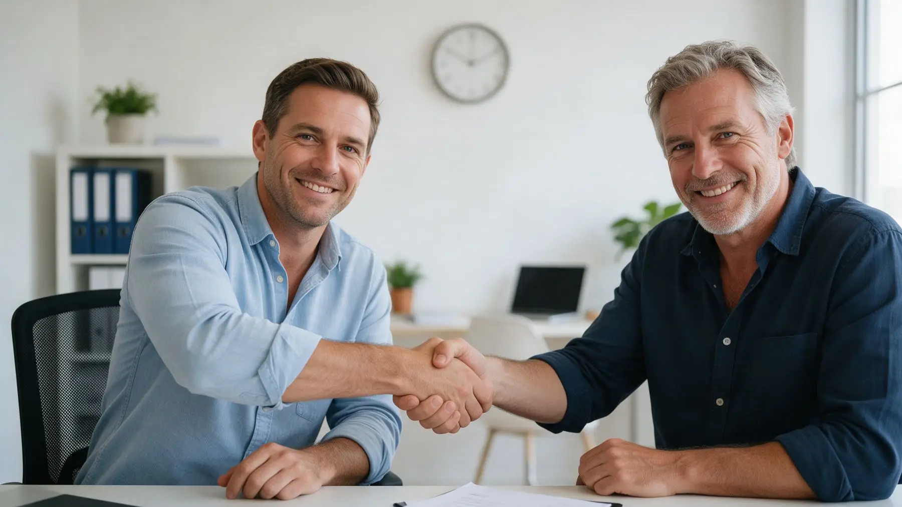 Private lender and business owner shaking hands, private business lending secured on property